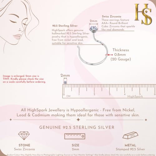 Image of HighSpark 92.5 Sterling Silver Nose Pin for Women | Simple & Elegant Nose Piercing for Women & Girls | Lovely Gift