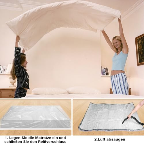 Vakuumbeutel für Matratzen, 240x130cm Vakuumbeutel Matratze, Staubsaugerbeutel für Matratzen VerschließBar Wiederverwendbar Matratzen-Vakuum-Aufbewahrungstasche für Umzug Transport