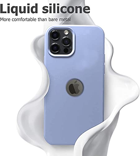 Image of VONZEE Back Cover for iPhone 12 Pro Max Case, Shockproof Slim Camera & Full Body Protection Liquid Silicone TPU Cover with Logo Cut (6.7 Inch) -Lavender Grey