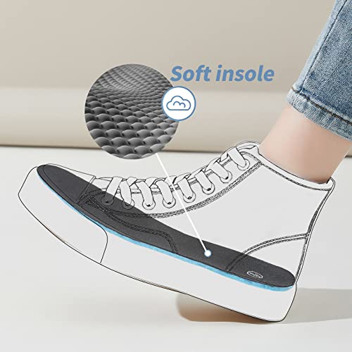 Uoidru High Top Sneakers for Women Canvas Shoes White Canvas High Tops Women Casual Shoes Lace Up Fashion Sneakers4