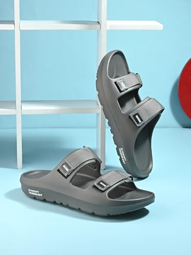 Image of DOCTOR HEALTH SUPER SOFT Men's Orthopedic Double Strap Slippers - Ultra Soft EVA Footbed with Adjustable Straps & Arch Support | Anti-Skid Sliders for Heel Pain Relief, Everyday Comfort