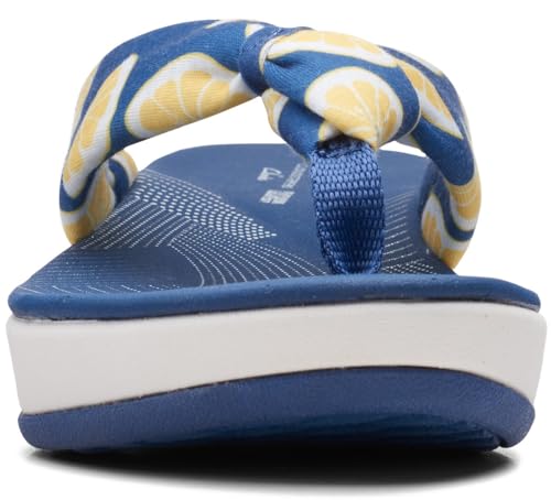Image of Clarks Women's Arla Glison Flip Flop, Blue Print, 8.5 UK