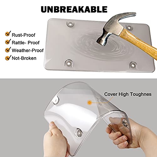2 Pcs License Plate Covers Shields,Smoked Tinted Unbreakable Polycarbonate Uv Resistant Protect Your Front & Back License Plates #TOP3