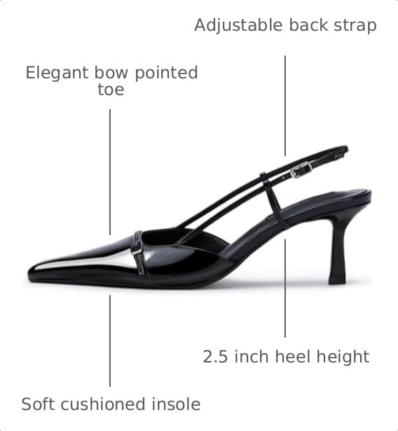 Image of MAVMAX Slingback Heels for Women Kitten Heels with Bow Pointed Close Toe Pumps Dress Party Heeled Sexy Wedding Shoes