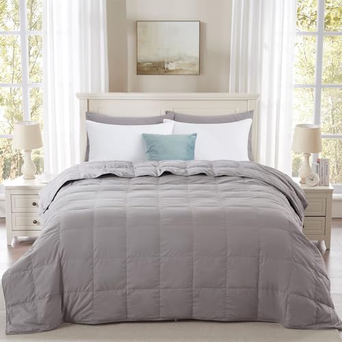 Globon Coperta in piuma, extra leggera, con inserto per piumino, silenziosa ed extra morbida, 400 fili, queen size 228,6 x 228,6 cm, peso imbottitura 283,5 g, grigio