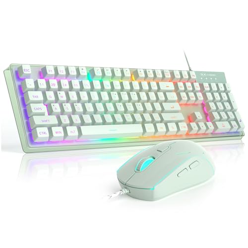 Gaming Keyboard and Mouse Combo, K1 RGB LED Backlit Keyboard with 104 Key Computer PC Gaming Keyboard for PC/Laptop (Green)