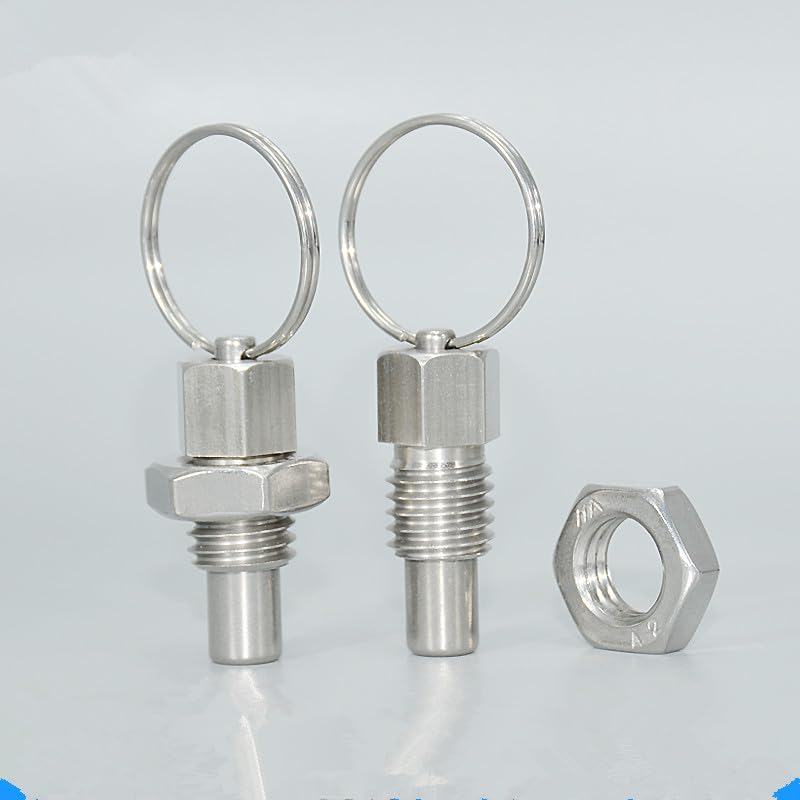 Generic 1 piecePull Ring indexing pin GN717 Carbon Steel Galvanized knob Plunger Spring Positioning pin Split Positioning Column M6 8 10 - (Color: Silver, Thread Diameter: 8-1.25-5)