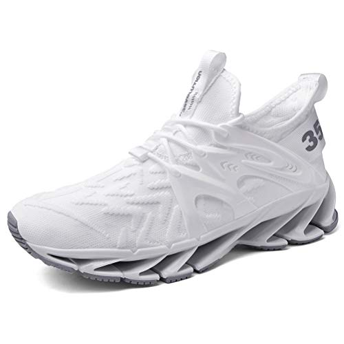 FUSHITON Chaussures de Sport Femme Basket Running Chaussures de Course Chaussure Fitness Tennis Sneakers, Blanc 01, 38EU Cover
