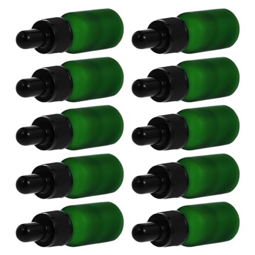 GALPADA 10 Piezas Botella de Vidrio Esmerilado Botella de Aceite Esencial escarchado básico cuentagotas aceites Esenciales Botella líquida Botellas de de Verde