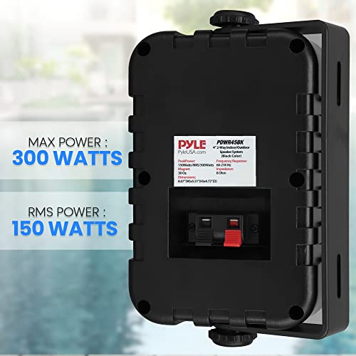 Image of Pyle Indoor Outdoor Speakers Pair - 300 Watt Dual Waterproof 4 inch 2-Way Full Range Speaker System w / 1 /2 inch High Compliance Polymer Tweeter - in-Home, Boat, Marine, Deck, Patio, Poolside - PDWR45BK