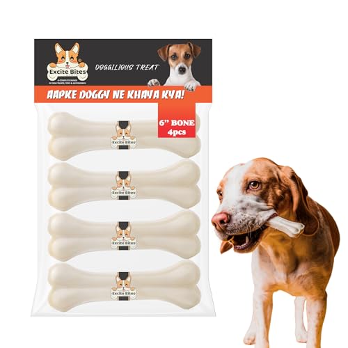 Image of Excite Bites Dog Rawhide Bones (Dog Chews) (Size 6) (4Pcs)., All Life Stages