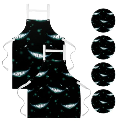 Lot de 2 tabliers de cuisine motif vampires pour serveur bistrot et pâtisserie