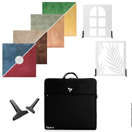V-FLAT WORLD The Duo Board - Kit texturizado de fondo, 4 tableros Duo (24 x 24 pulgadas), 2 tableros de sombra, patas dobles y bolsa de transporte incluida