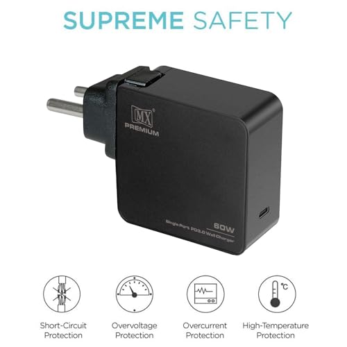 Image of MX Premium 60W PD 3.0 Fast Charger, Single Port USB-C, Foldable AC Plug, Smart Device Recognition, Compact Travel Charger