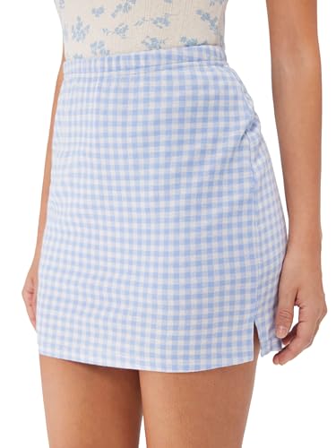 CIDER Womens Gingham Skirts High Waisted Split Hem Mini Skirt3