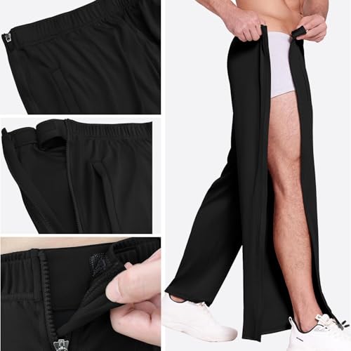 PINSPARK Jogginghose Herren Reha Hose Lange Atmungsaktiv Sporthose Yogahose mit Tachen Trainingshose Outdoor Funktionshose Alles schwarz M