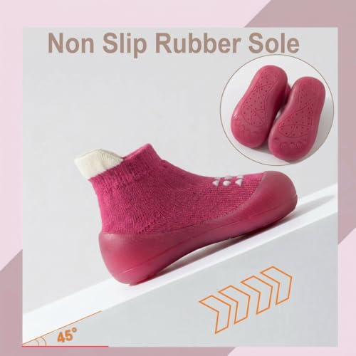 Image of Hstyle Baby Sock Shoes Toddler Boys Walking Shoes Infant Slippers Sneakers | Non-Slip,Soft Rubber Sole,Lightweight,1st Birthday Gifts for Baby Boys Girls