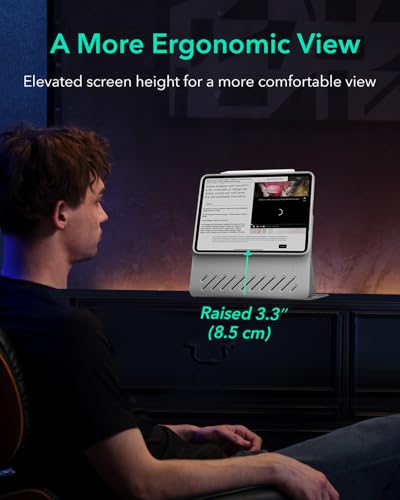 Image of ESR for iPad Air 11 Inch Case M4 /M3 /M2 (2026 /2025 /2024), iPad Air 5th /4th Gen Case (2022 /2020) 10.9 Inch, Removable Magnetic Cover, Adjustable Portrait /Landscape Stand, 9 Standing Angles, Grey