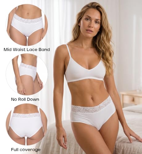 Image of Altheanray Womens Underwear Cotton Panties for Women Bikini Underwear Soft Hipster Lace Breathable Ladies Briefs 5 Pack