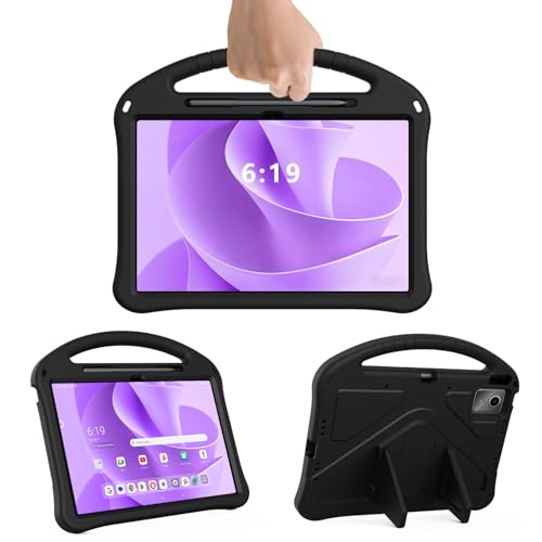 Doo Lenovo Idea Tab Plus 12.1�C���` �P�[�X ZAG70354JP/ZAG70287JP/ZAG70446JP�Ή��J�o�[ | �n���h���t�� �����₷�� �X�^���h�@�\ ��t�ȒP EVA�f�� �y�� �ϏՌ��J�o�[ �q�ǂ��p�i�u���b�N�j