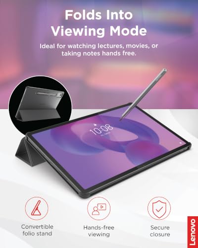 Image of Lenovo Folio Case for Idea Tab Pro, Protective Tablet Cover with Built in Pen Holder, Sleep /Wake Function & Convertible Stand, PU Leather Case, Luna Grey
