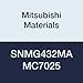 Mitsubishi Materials SNMG432MA MC7025 Coated Carbide SN Type Negative Turning Insert with Hole, MA Breaker, Square, Grade MC7025, 0.5" IC, 0.187" Thick, 0.031" Corner Radius (Pack of 10)