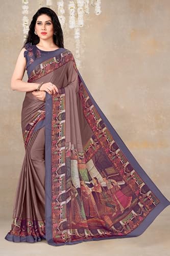 Image of MIRCHI FASHION Saree for Woman Chiffon Kalamkari Design | Professional Office Wear Lightweight Sari for All-Day Comfort with Blouse (Available in 15 Colors)