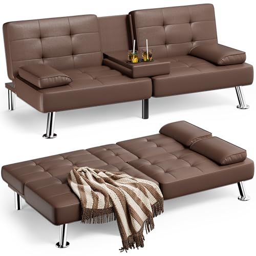 Homall Futon Sofa Bed, Leather Futon Couch Removable