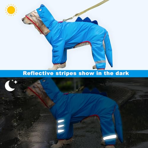Kryrinl Capa de chuva para cães com capuz impermeável jaqueta refletiva para chuva para cães leve co