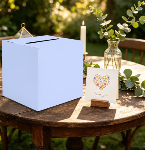 Image of SietDESEO Lavender Card Box for Graduation Large Gift Card Box Holder 9.8 inch x 9.8 inch Money Cards Box Diy Card Box for Wedding Reception Baby Shower Birthday Cards Box Holder