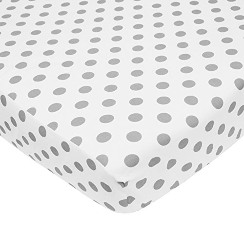 Image of American Baby Company 100% Natural Cotton Percale Fitted Crib Sheet for Standard Crib and Toddler Mattresses, White with Gray Dots, Soft Breathable, for Boys and Girls