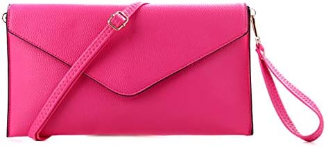 Wedmay Womens Large Clutch Bag Ladies Envelope Style Bag Wristlet Strap Evening Bag