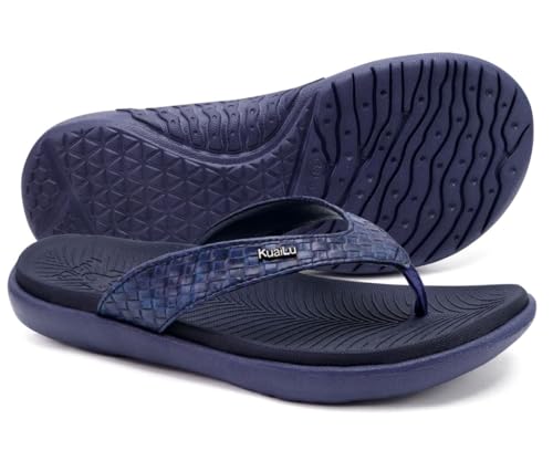 Image of KuaiLu Womens Flip Flops Arch Support Yoga Mat Cushioned Thong Sandals | Ladies Comfortable Walking Slides For Plantar Fasciitis Slip On Indoor Outdoor For Summer