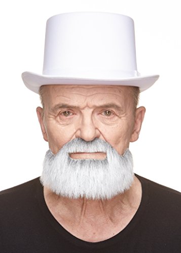 Mustaches Self Adhesive, Novelty, Short Boxed Fake Beard, False Facial Hair, Costume Accessory for Adults, Gray with White Color - Thumbnail 4