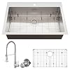 33×22 Drop InUndermount Kitchen Sink TECASA Single Bowl Kitchen Sink with Pull Down Faucet 18 Gauge T 304 Stainless Steel Kitchen Sink with Accessories