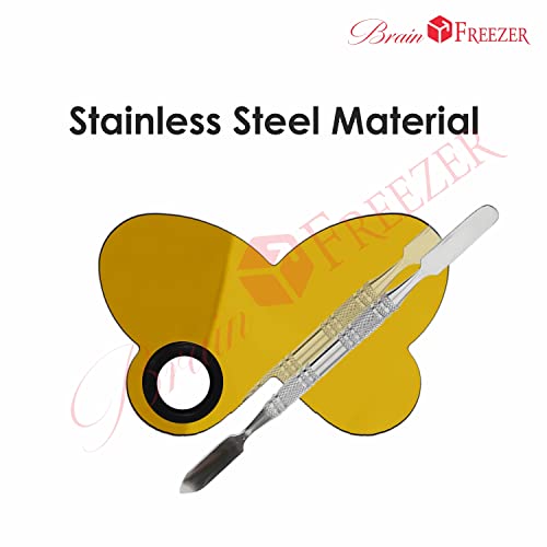 Image of Brain Freezer Shiny Makeup Palette With Stainless Steel Butterfly Shape Spatula, Golden 100 g