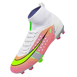 Kmrlofiy Voetbalschoenen voor heren, High Top Spike Cleats professionele voetbalschoenen, outdoor, atletiek, jongens, voetbalschoenen, veters, trainingsschoenen, sportschoenen, wedstrijd