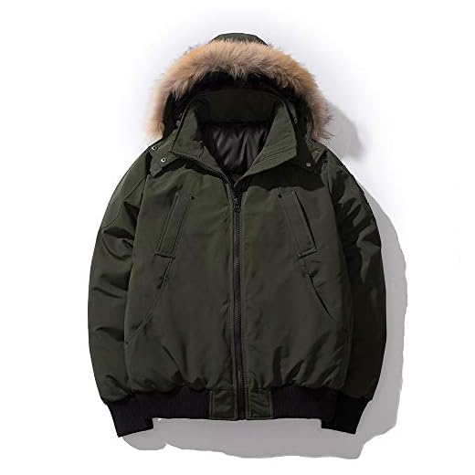 ZJTY Vinterjacka för män ankdun plus size avtagbar krage tjock varm kort stycke vindtät kappa för camping resor och promenader, armégrön, XXL