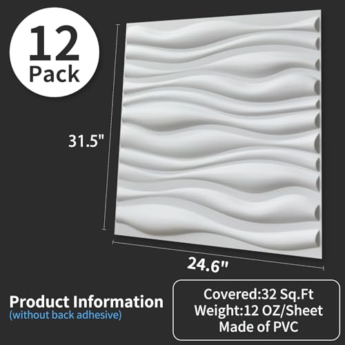 Image of Art3d Decorative 3D Wall Panel, 32 Sq.FT PVC Interior Wall Decor for Living Room, Bedroom, Lobby, Office, Shopping Mall, White