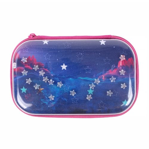 Trousse à crayons transparente ZIPIT à étoiles grande capacité pour filles