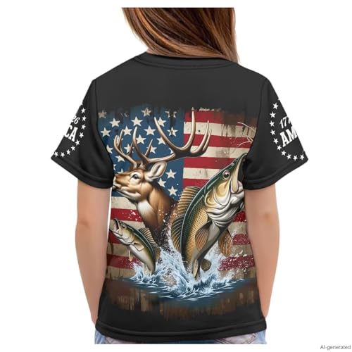 Image of WELLFLYHOM Kids Tshirts Girls Boys Short Sleeve Crewneck Tees Shirts Casual Sport Pullover Tops Size 3-16 Years
