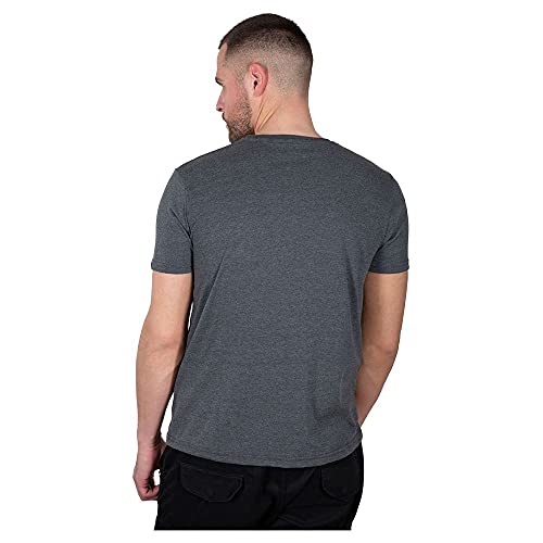 Alpha Industries Basic T Small Logo T-Shirt für Herren Charcoal Heather/White – Ansicht 2