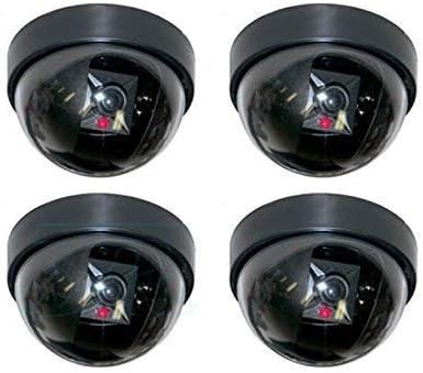 JULEXDummy Security CCTV Fake Dome Camera with Blinking red LED Light Indication. for Home or Office Security (4 PCS)