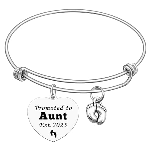 Mwphuy Promoted to Auntie Gifts New Auntie Gifts Aunt to Be Bracelet Pregnancy Announcement Gift for Aunt Sister Friends Bracelet First Time Aunt Gifts Baby Reveal Gifts Christmas Birthday Gifts
