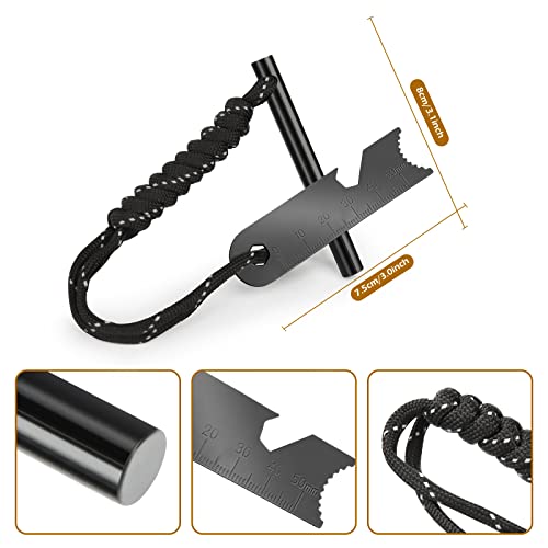 UKOFEW Feuerstein Set, Feuerstarter, Outdoor Ausrüstung zum Feuer Machen, mit Flaschenöffner, Feuerstarter für Outdoor, Survival, Bushcraft, Camping