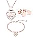 Produktbild Mixiueuro Damen-Schmuck-Set mit Herz-Anhänger aus 14 Karat Rotgold vergoldetem Edelstahl, Zirkonia, Herzanhänger, Ohrstecker und Charm-Armband, minimalistischer Stil, nickelfrei