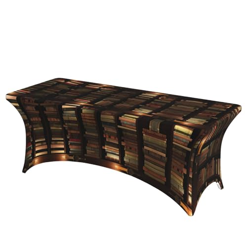 Housse de table rectangulaire extensible 1,8m à motif bibliothèque mystérieuse - 2