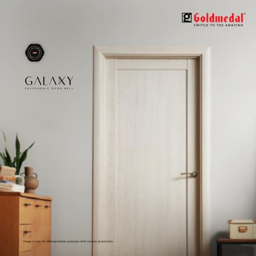 Image of Goldmedal Galaxy Slide Wired Door Bell | Calling Bell For Home | Door Bell for Office,School | Elegant Design With Flashing LED Light | Black | Ding Dong Melodies, Big Ben Chime & English Piano Tune, 3 Polyphonic Tunes, Bell For Home, Hotel Rooms - Black