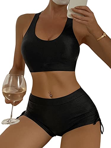 SOLY HUX Damen Bikini Sets Kreuzgurt Bikinitop High Waist Shorts Tangas...