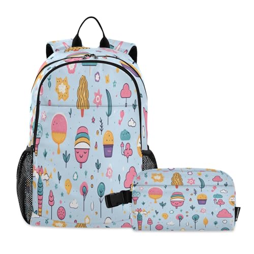 Sac à dos avec boîte à déjeuner isotherme intégrée ensemble multicolore taille unique